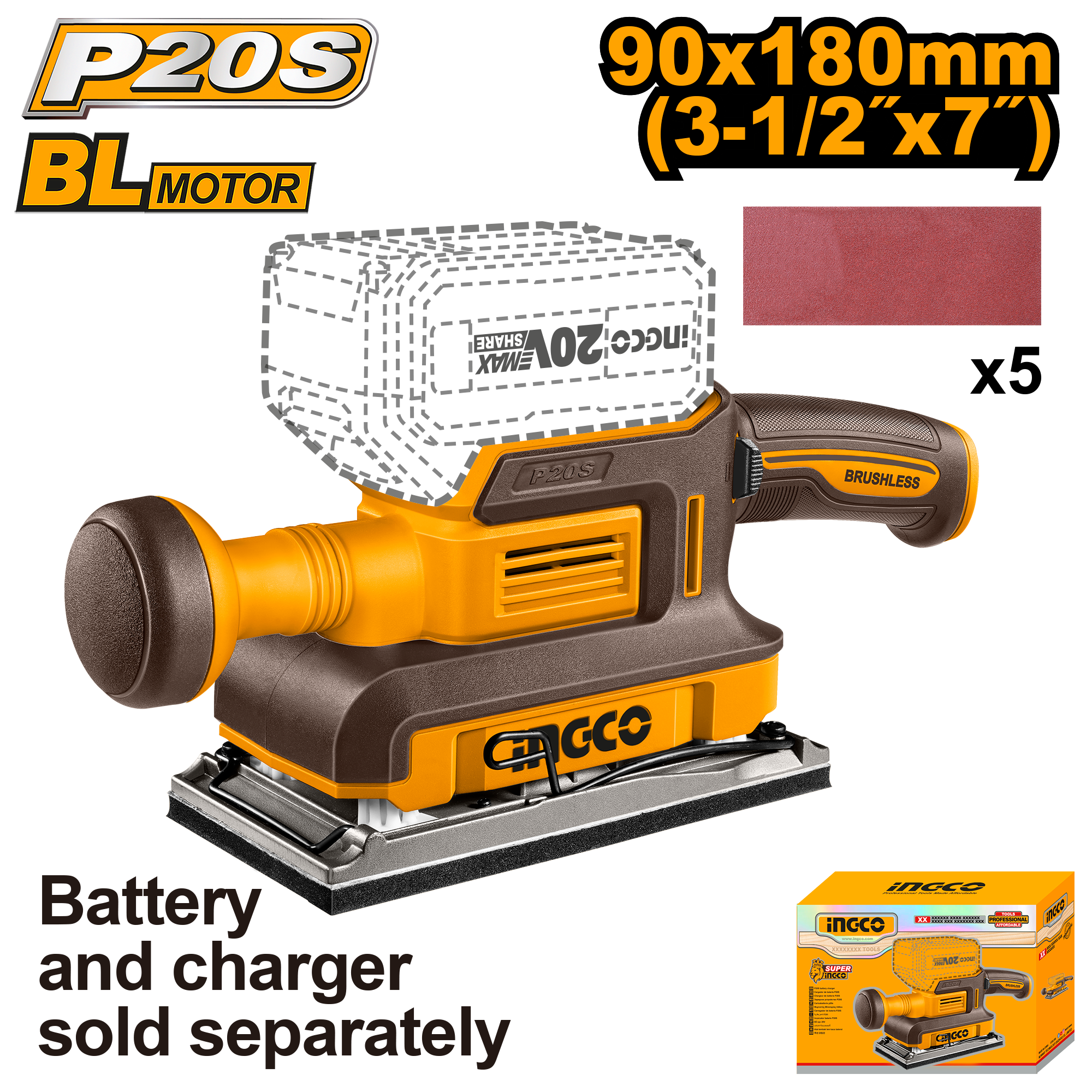Slefuitor 20V 90x180mm 13000rpm