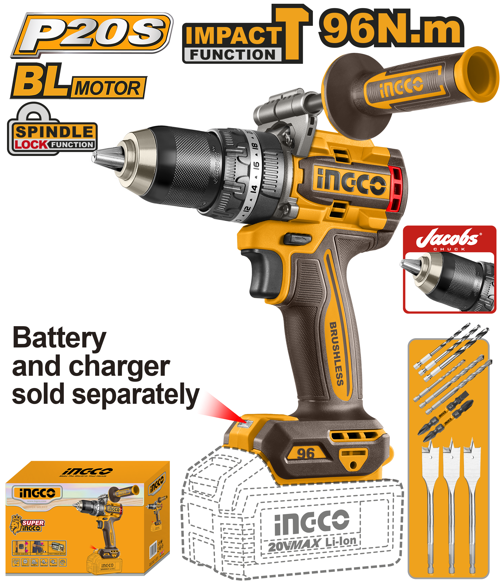 Bormasina 20V 96Nm cu Impact