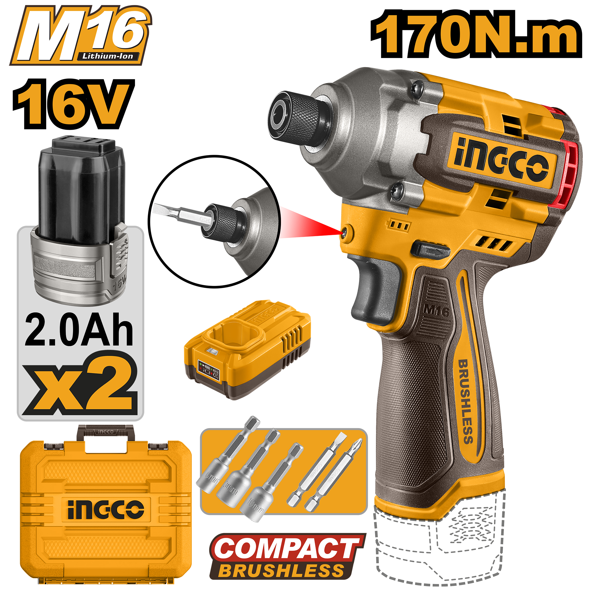 Bormasina 16V 170Nm cu Impact