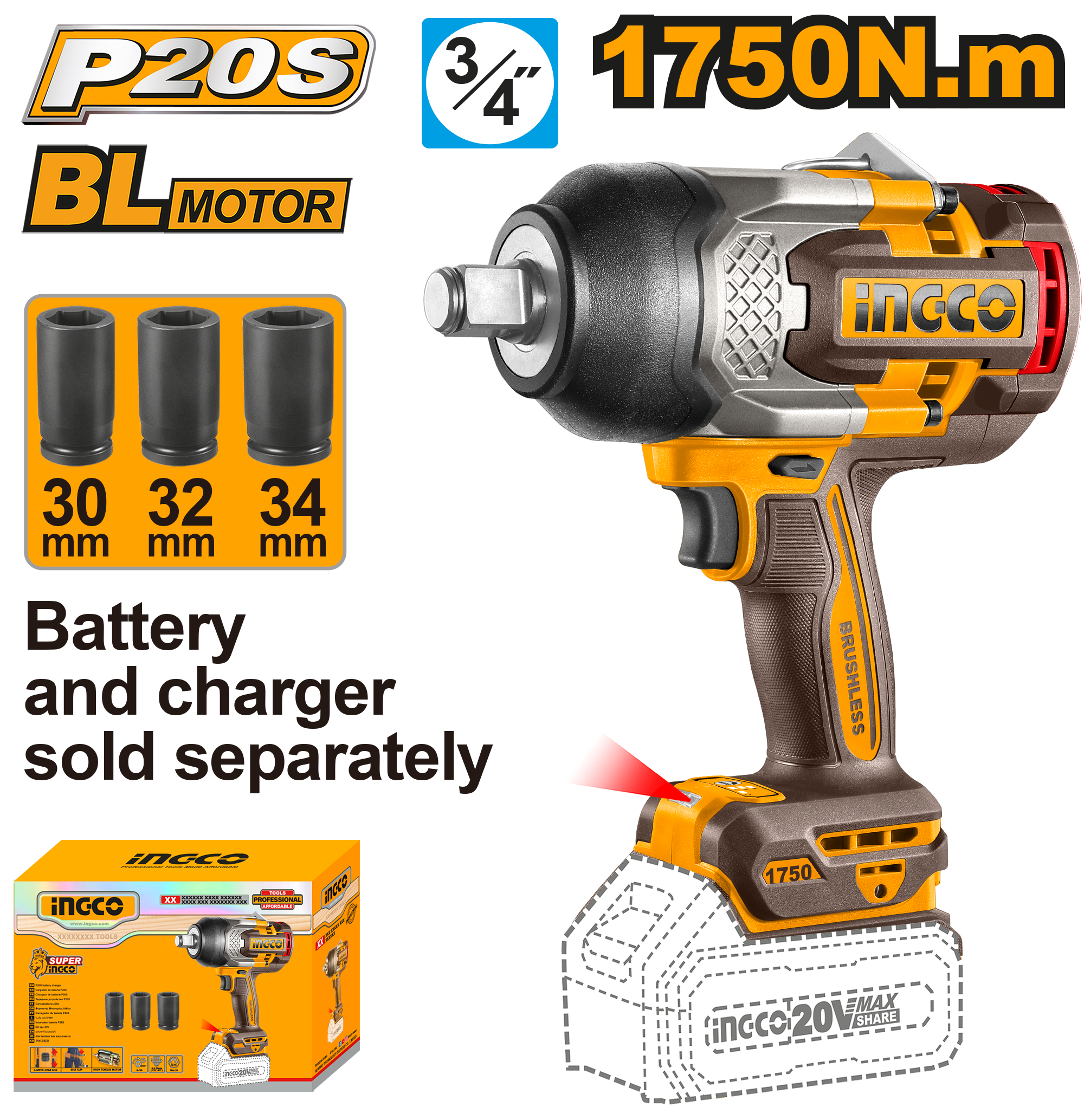 Filetanta 20V 3/4 1750Nm