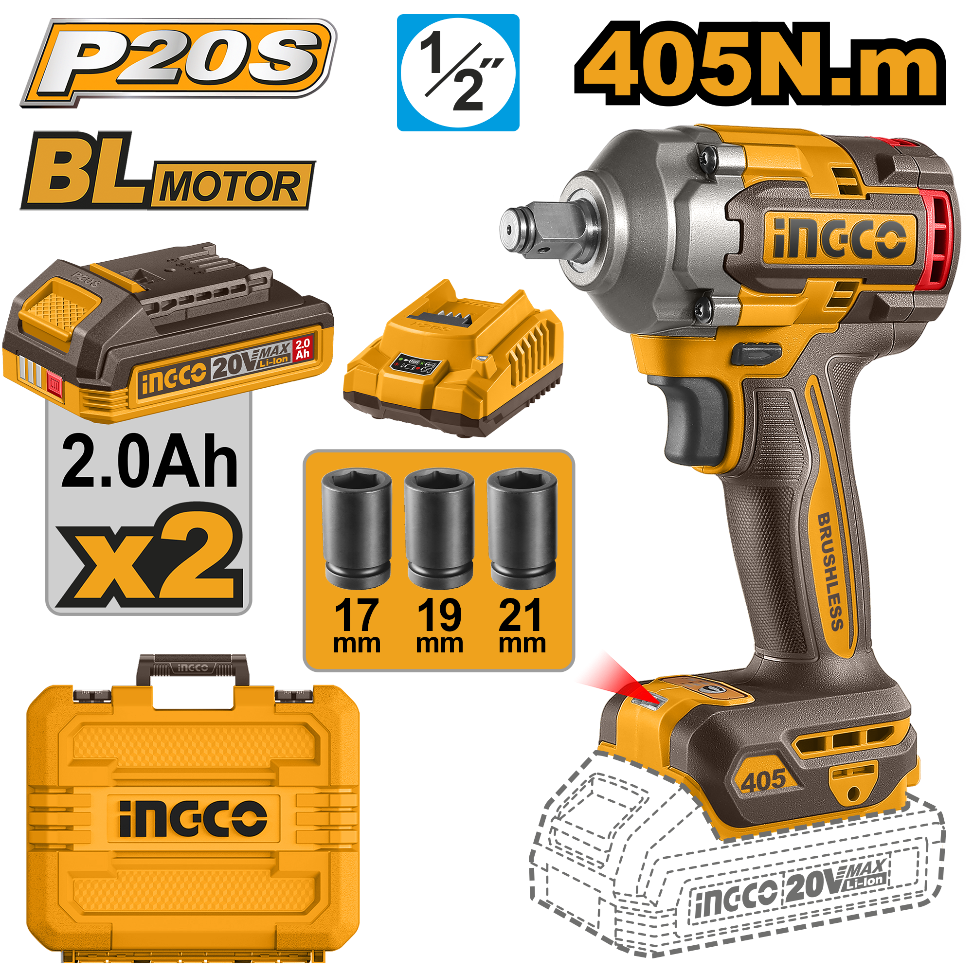 Filetanta 20V 405Nm cu Acumulatori si Incarcator