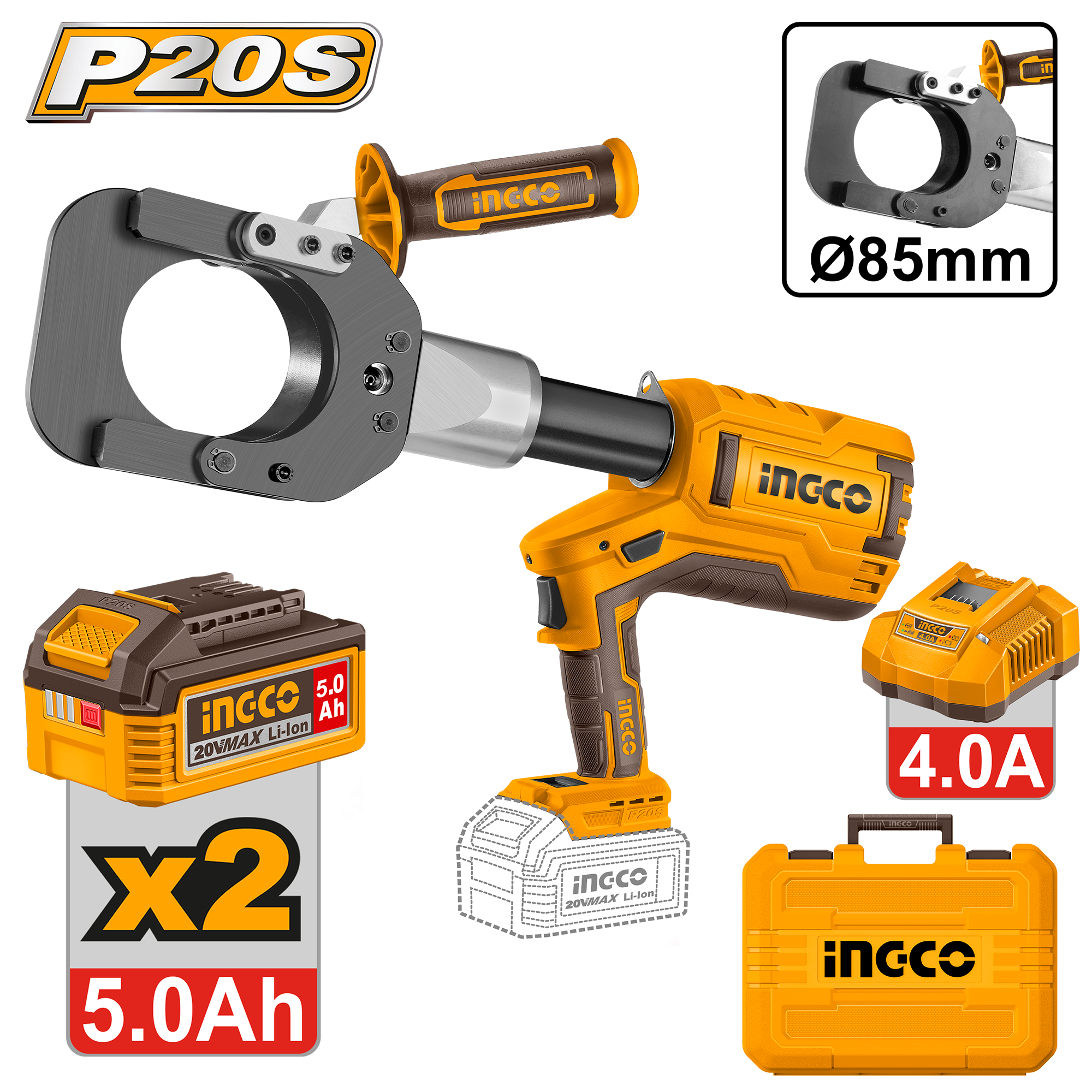 Presa pentru Taiere Cablu 85mm cu 2 Acumulatori