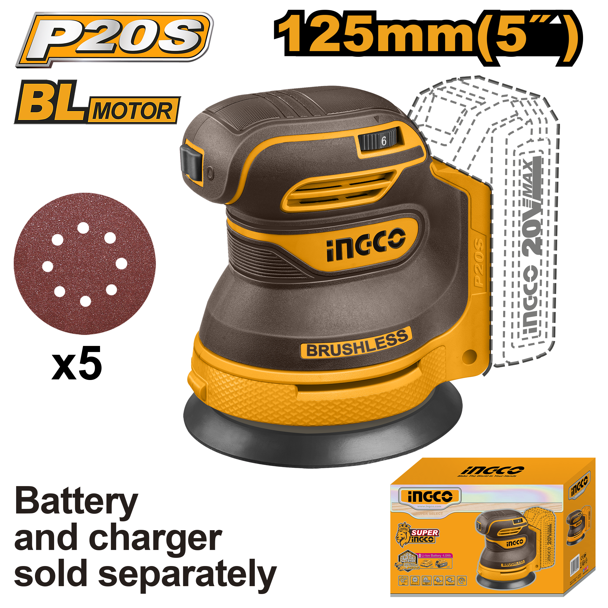 Slefuitor 20V 125mm Industrial