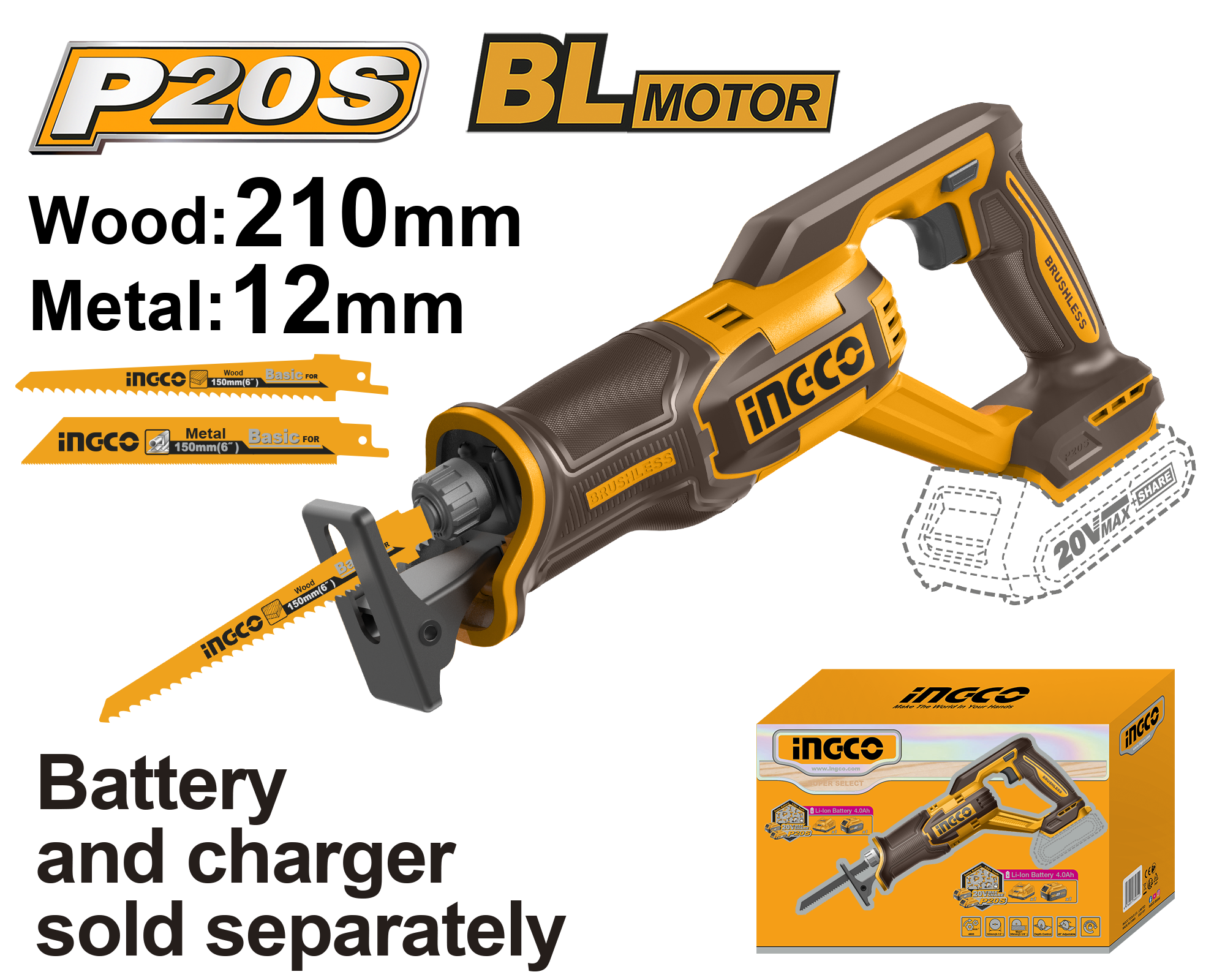 Fierastrau Sabie 20V Motor BL
