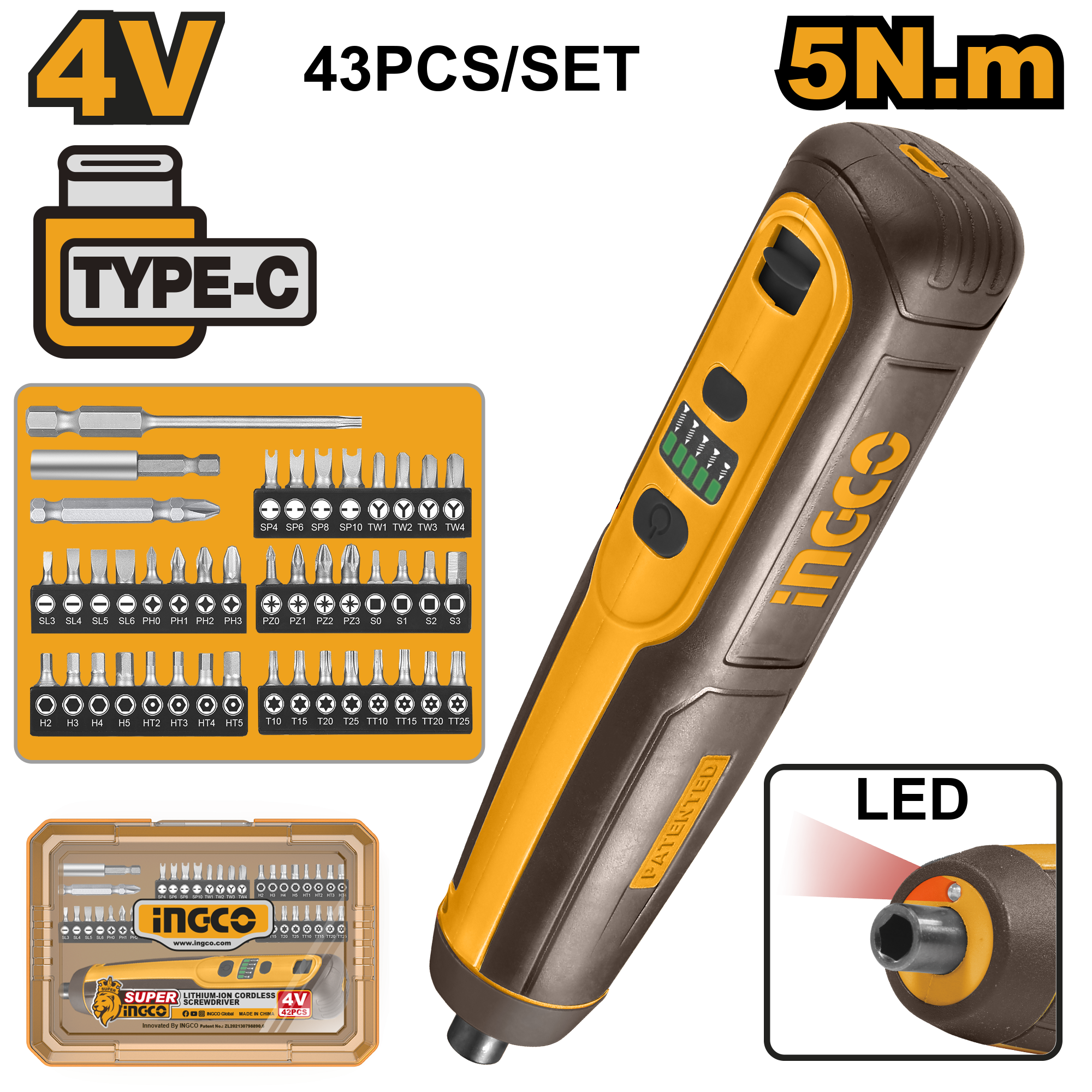 Surubelnita Electrica 4V 5Nm Set 43 Piese