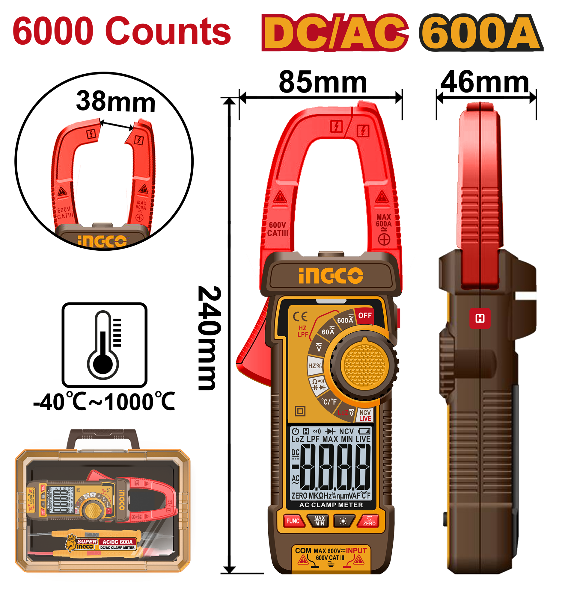 Multimetru / Clampmetru DC/AC 600A Industrial 6000 Puncte