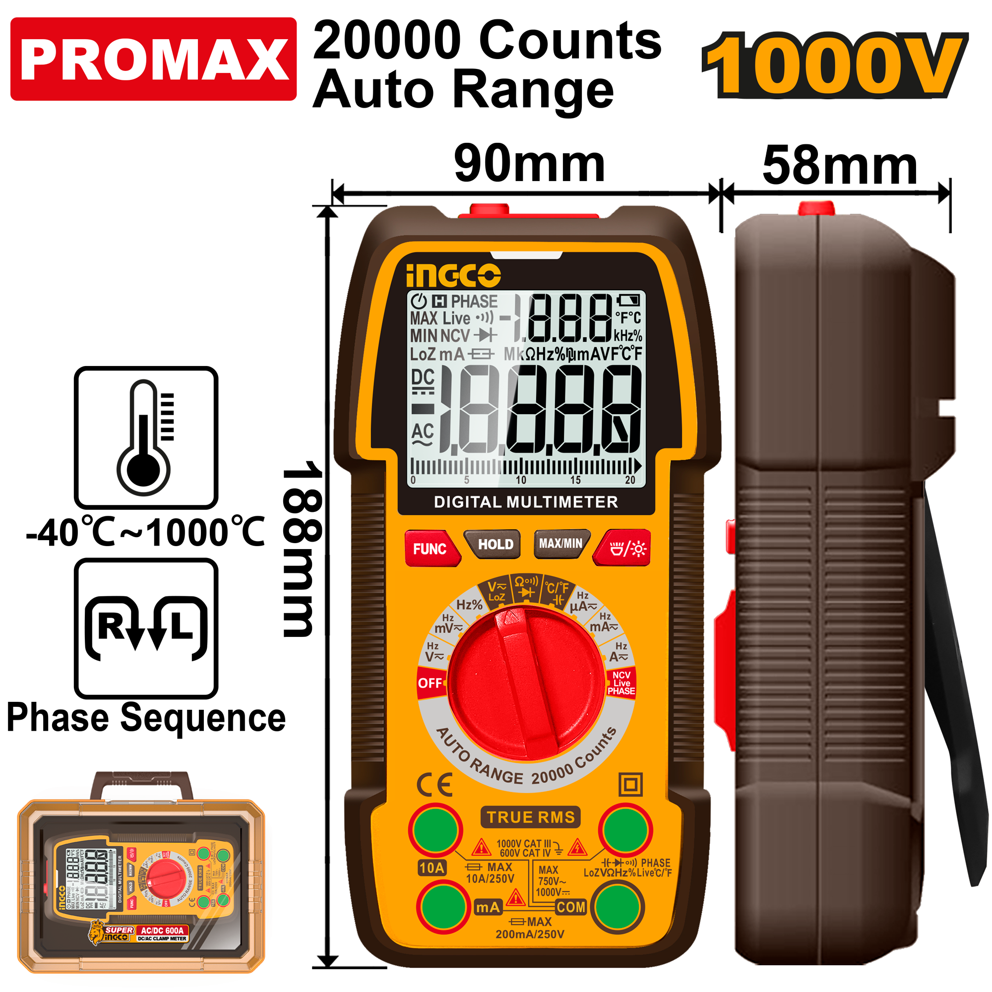 Multimetru Digital 1000V 20000 Puncte