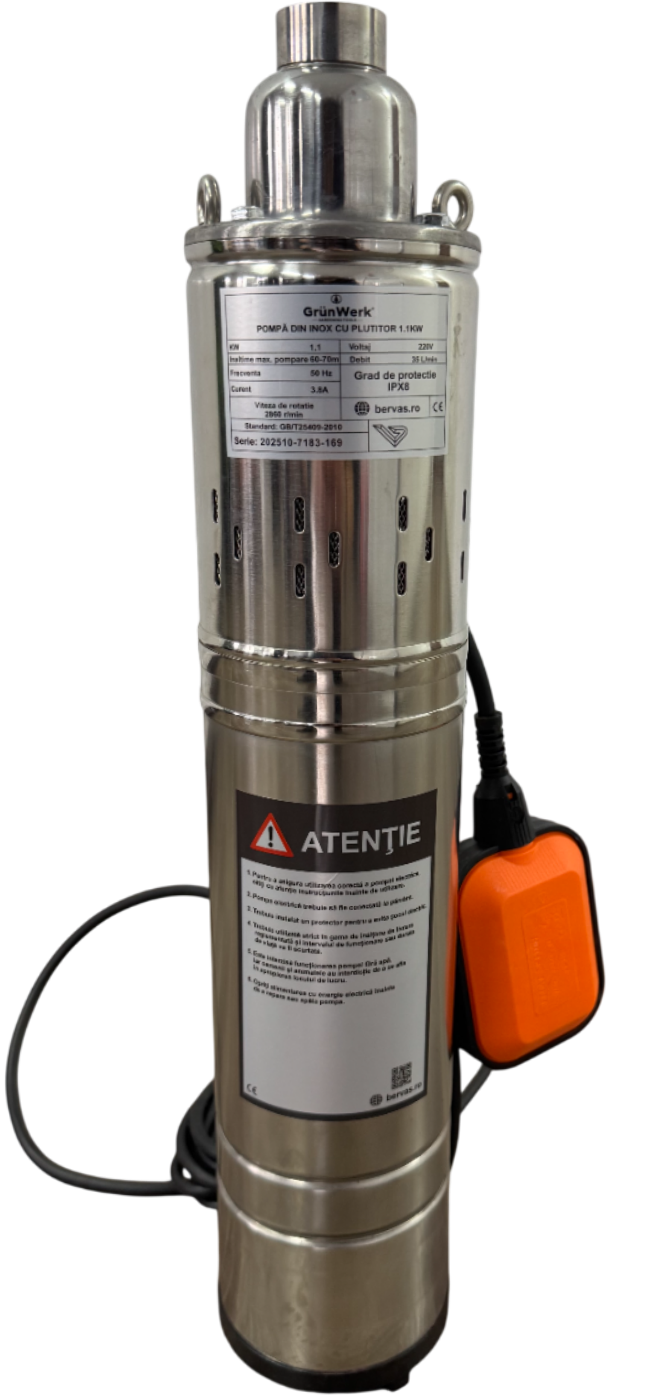 Pompa Inox cu Snec 1.1kw cu Plutitor GW