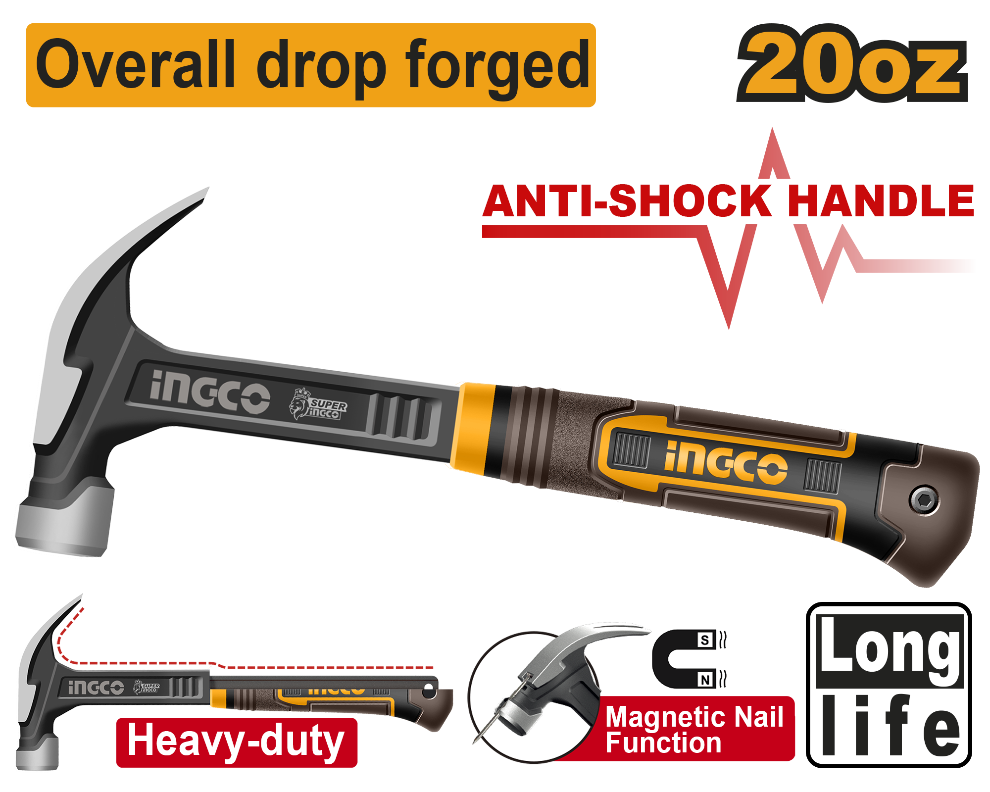 Ciocan cu 2 Colti 560g Maner Antisoc