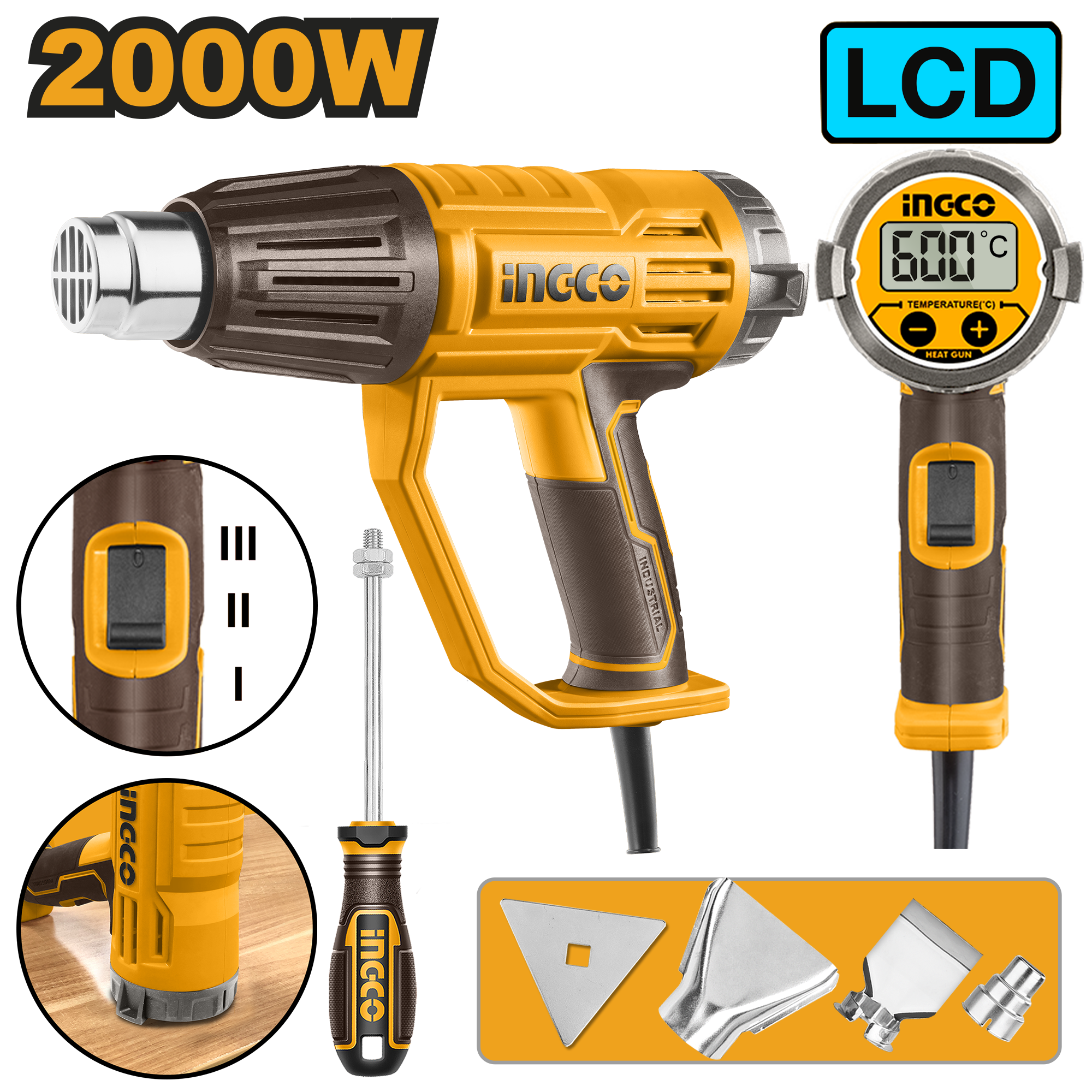 Pistol cu Aer Cald 2000W cu Afisaj Digital