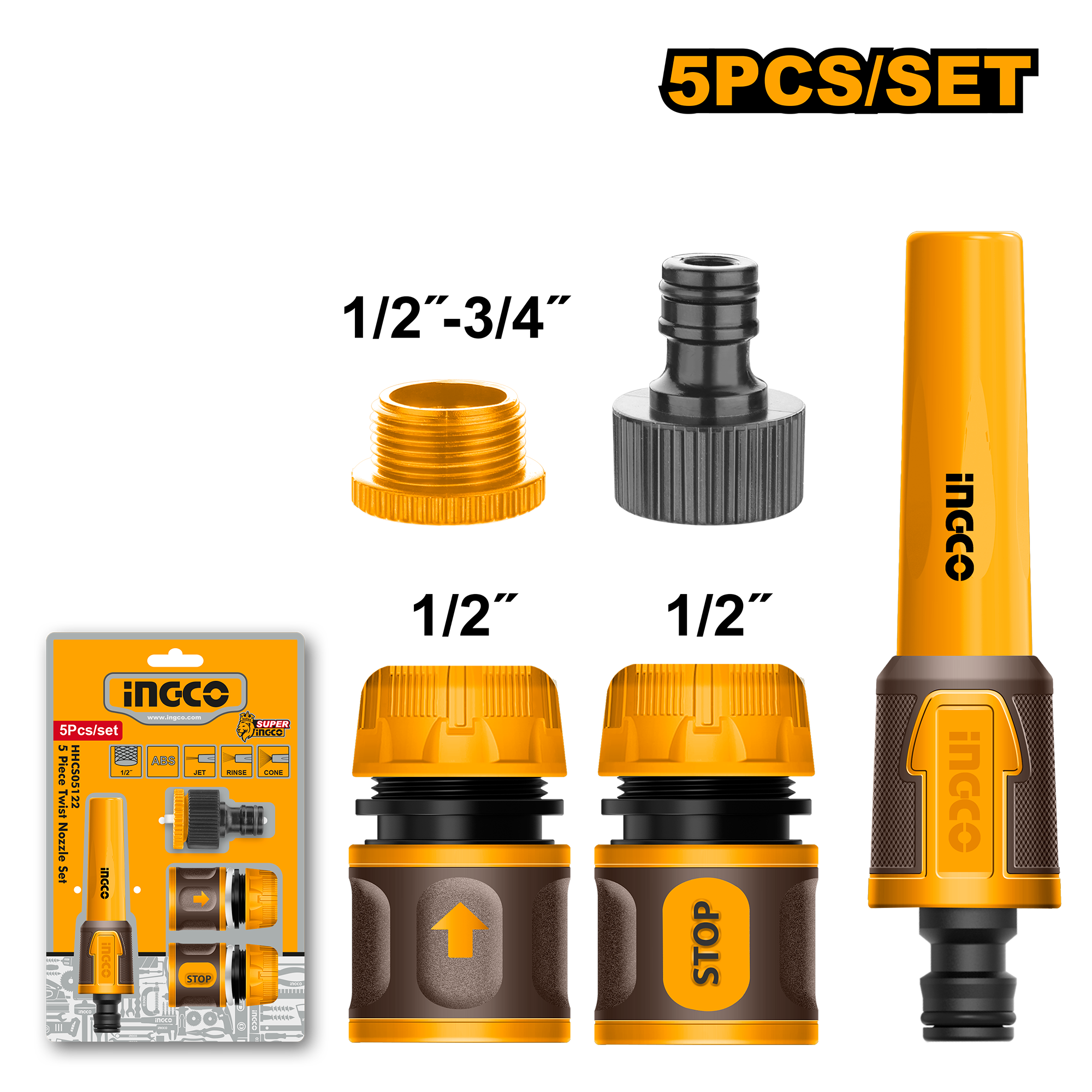 Accesori Furtun Stropit 1/2 cu Adaptor 3/4 5buc