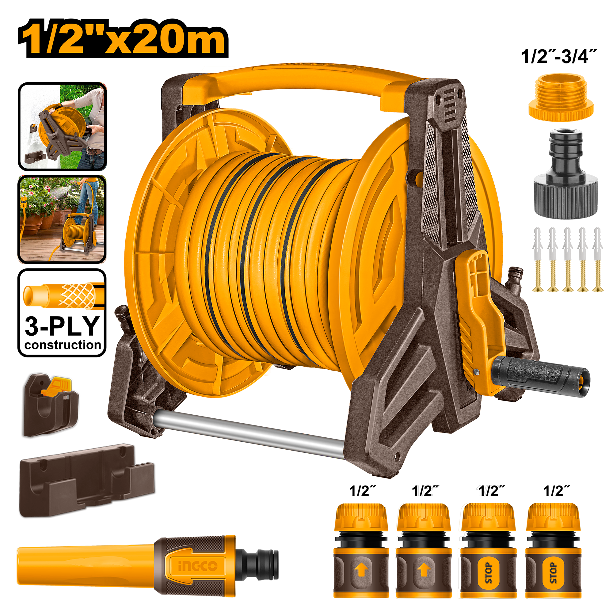 Suport cu Furtun 20m 1/2 si Accesorii
