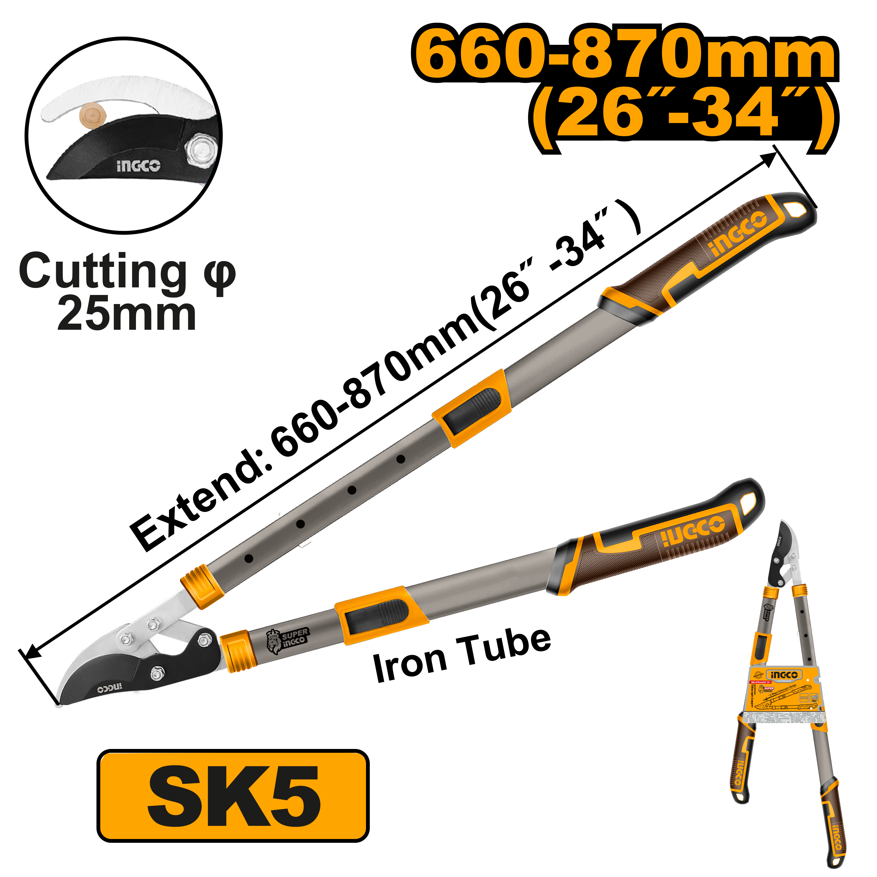 Foarfeca Pomi cu Maner Telescopic 660-870mm