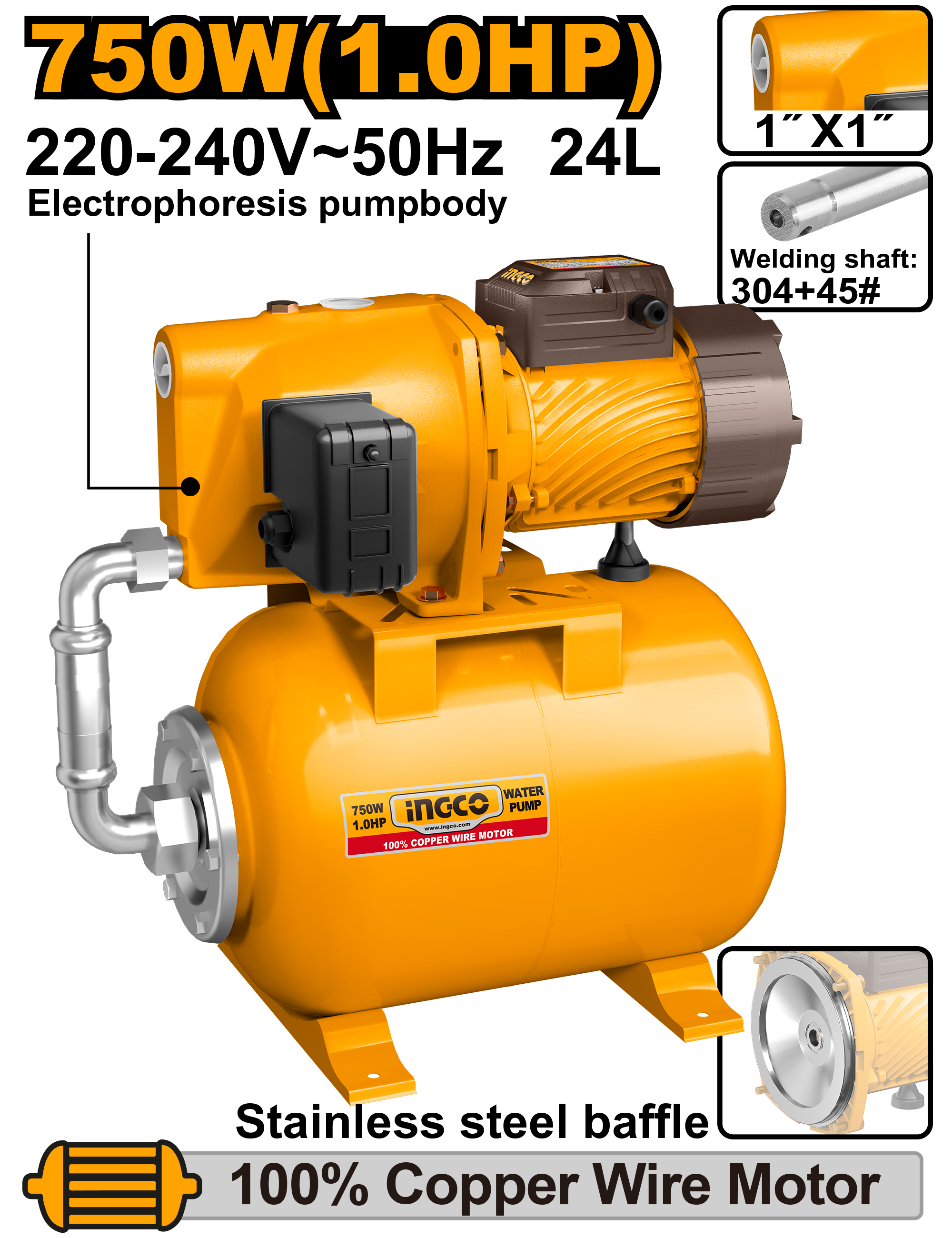 Hidrofor 750W cu Vas 24L 1.0 HP