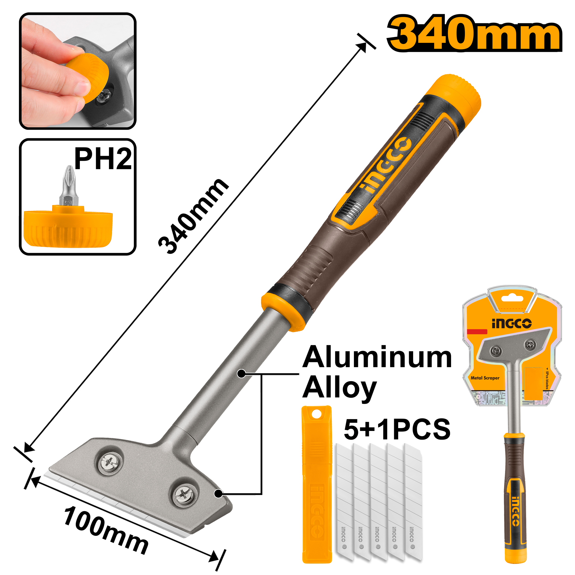 Razuitor (Spaclu cu Lama) cu Maner de Aluminiu Cauciucat 100x340mm