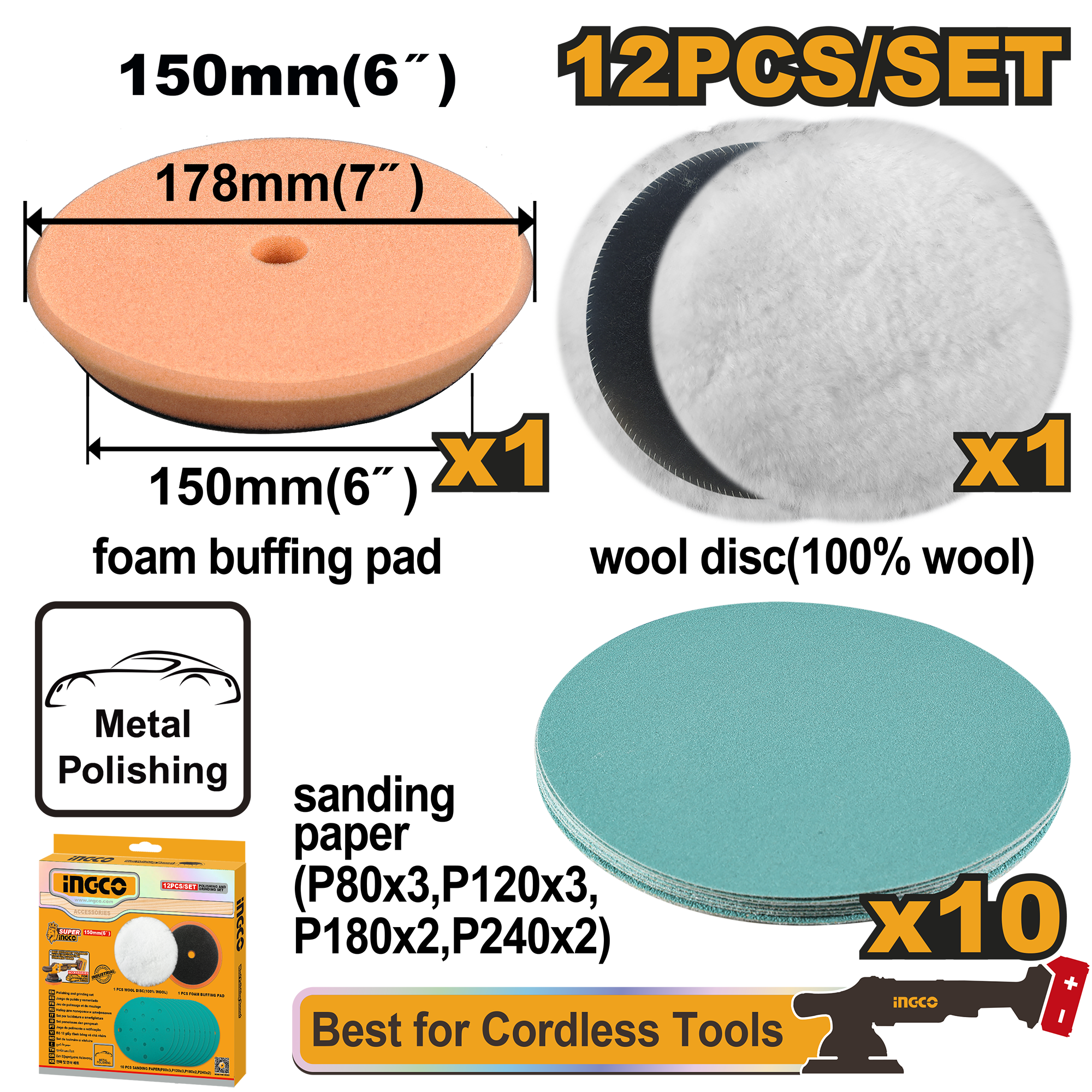 Disc Polish 150mm Set 12buc