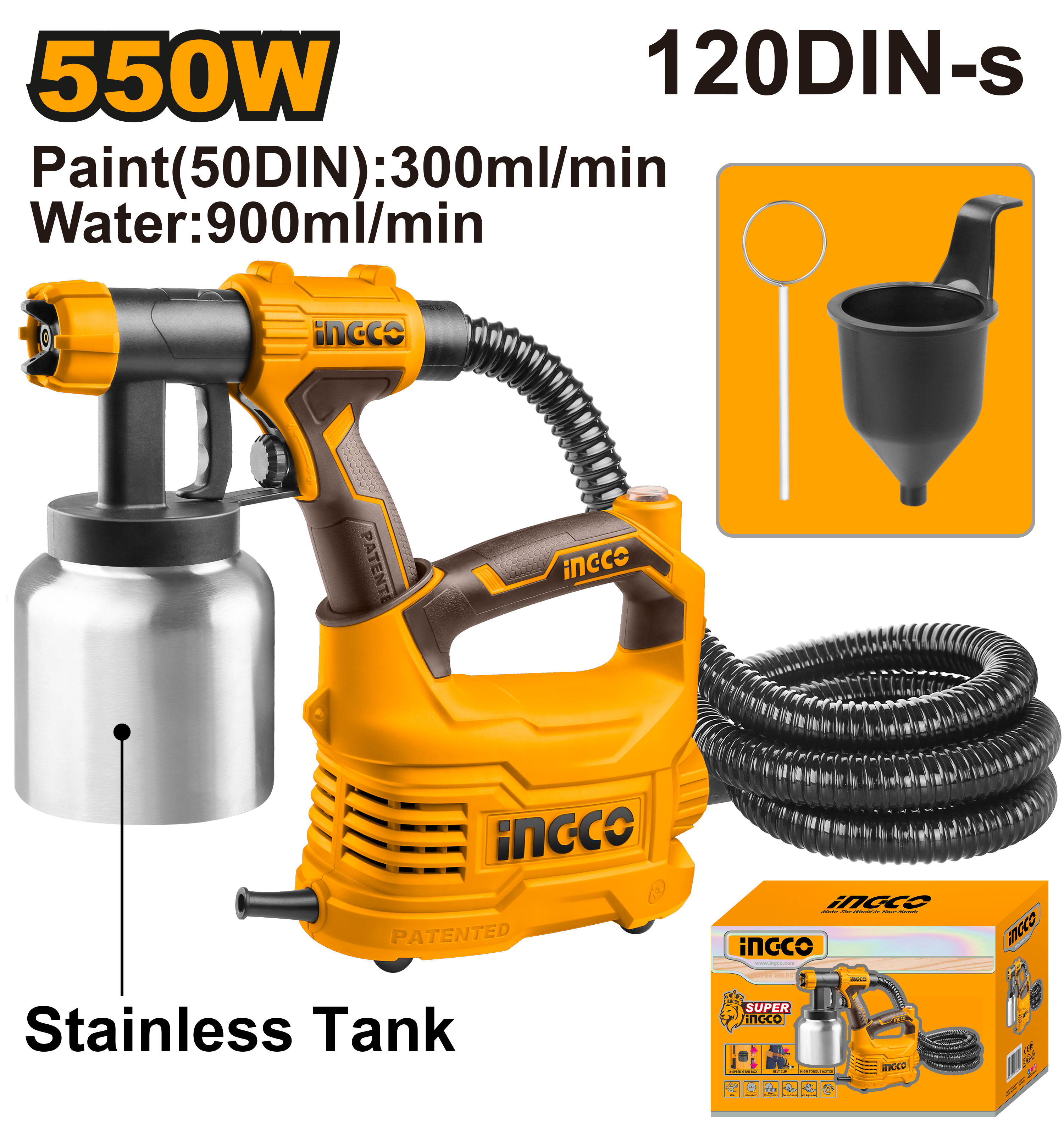 Pistol Vopsit 550W cu Vas Jos Metalic
