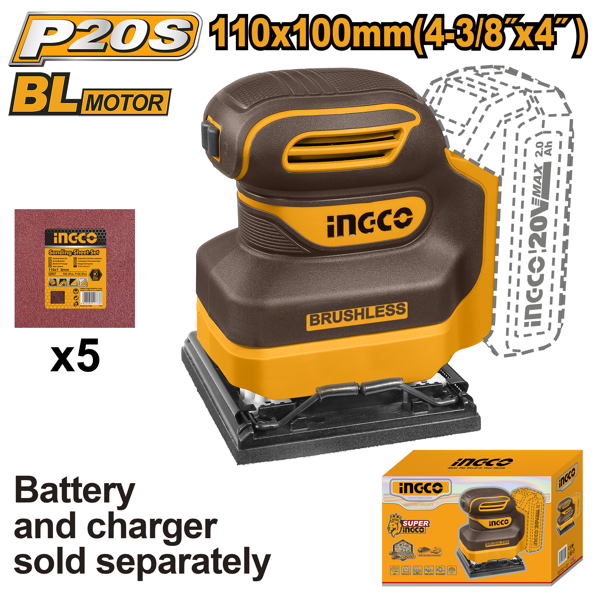 Slefuitor 20V BL 110x100mm